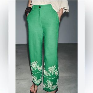 New ZARA Wide Leg Embroidered Culottes